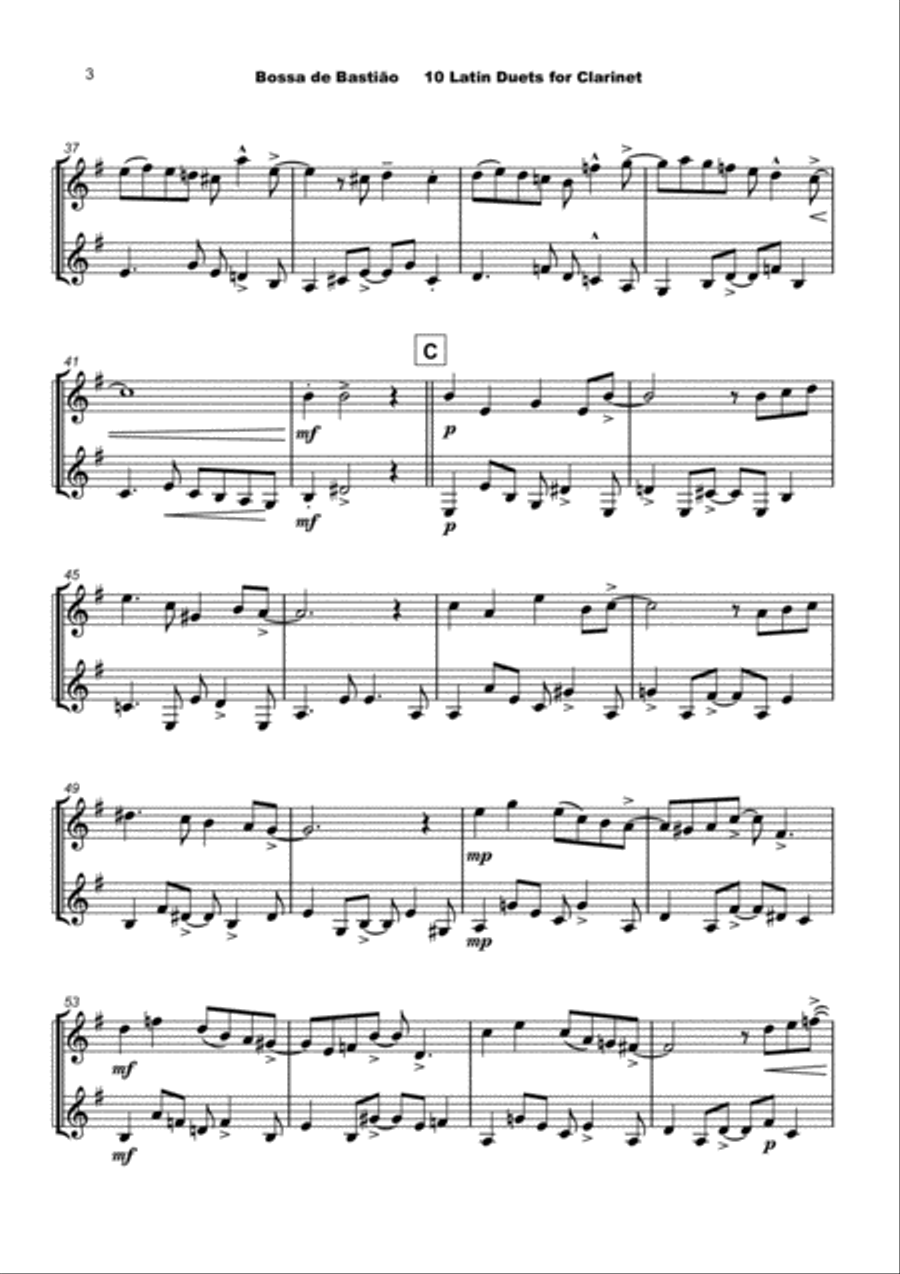 10 Latin Duets, for Clarinet Clarinet Duet scores gallery preview page 5