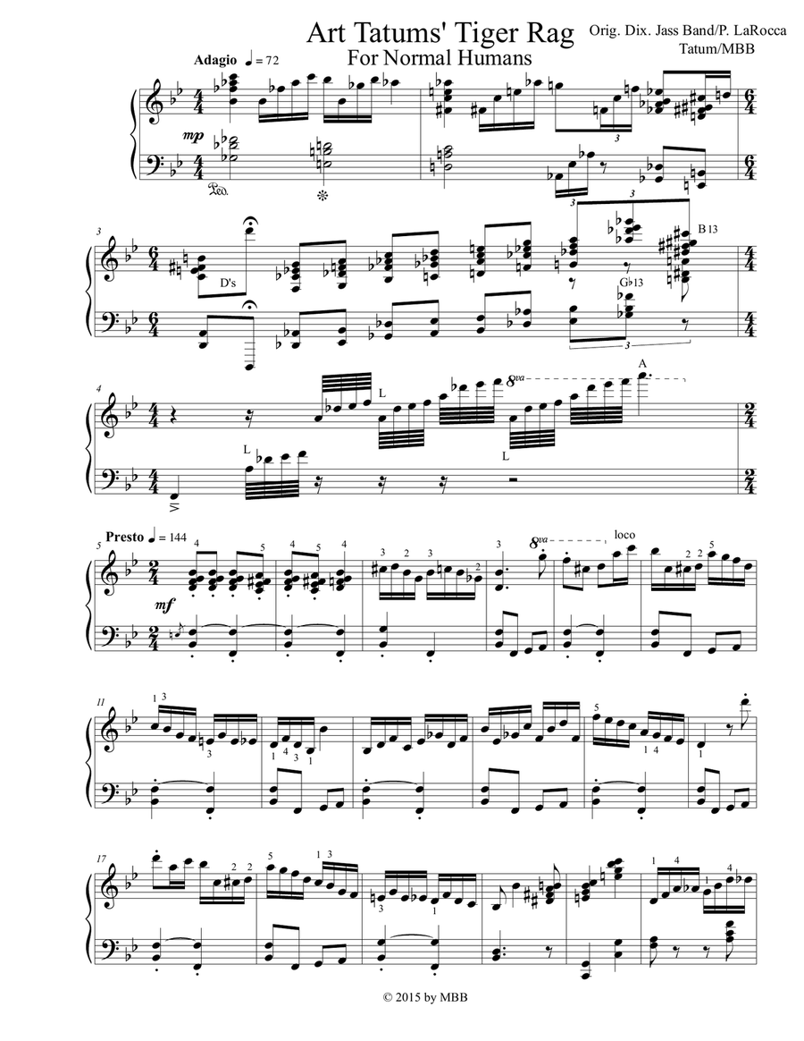 Tiger Rag, ala' Art Tatum, for Normal Humans Piano Solo scores gallery preview page 2