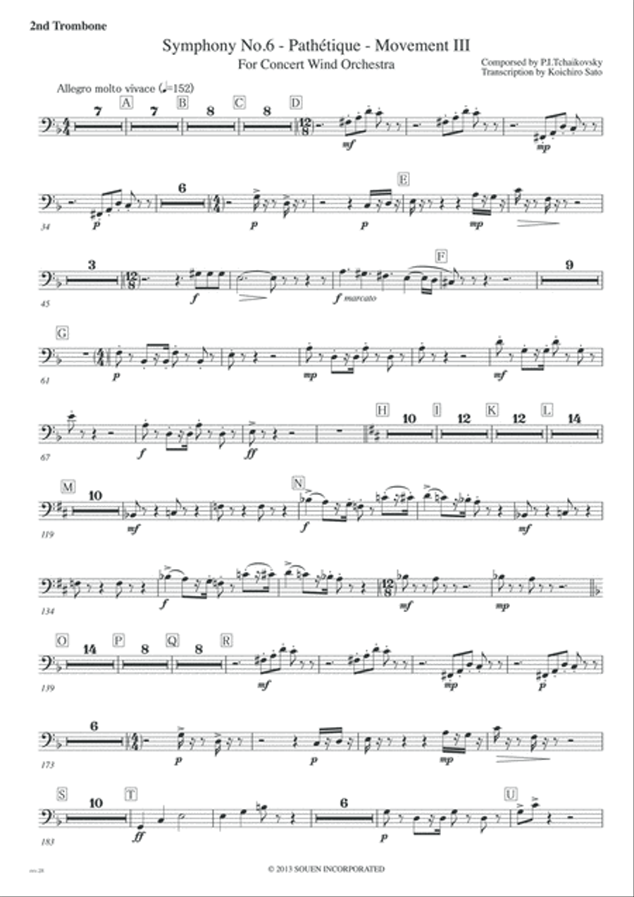Symphony No.6 Pathetique Movement III [Parts] Trombones(1st,2nd,3rd and Bass) Marching Band scores gallery preview page 4