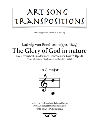 Book cover for BEETHOVEN: The Glory of God in nature, Op. 48 no. 4 (transposed to G major)