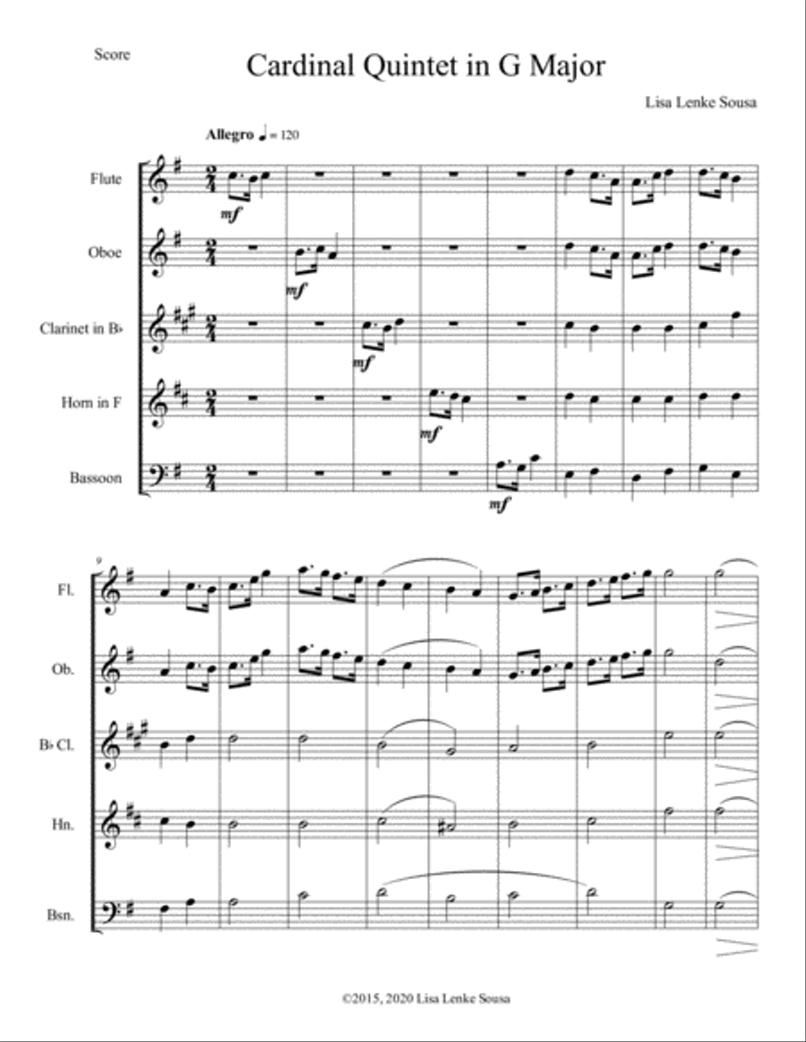 Cardinal Quintet in G Major Woodwind Quintet scores gallery preview page 2