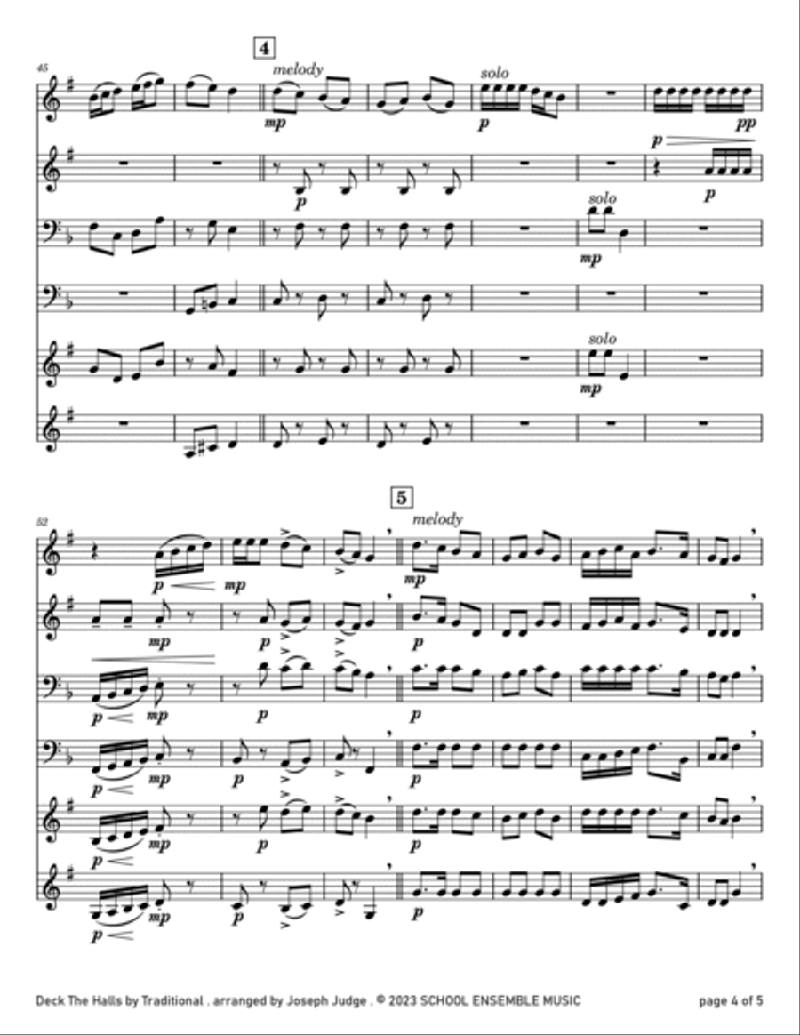 Deck The Halls for Brass Quartet in Schools Brass Quartet scores gallery preview page 4