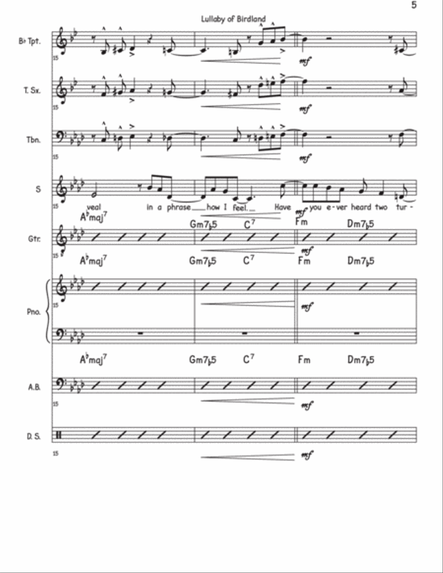 Lullaby Of Birdland Lullaby Of Birdland Jazz Ensemble scores gallery preview page 5