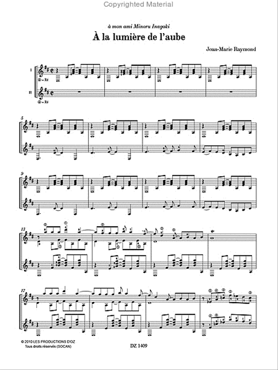 À la lumière de l’aube Classical Guitar scores gallery preview page 2