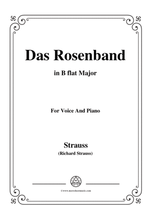 Book cover for Richard Strauss-Das Rosenband in B flat Major,for Voice and Piano