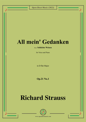 Book cover for Richard Strauss-All mein' Gedanken,Op.21 No.1,in D flat Major