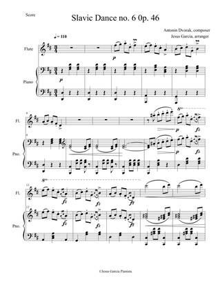 Slavic Dance no. 6, op. 46 in D mayor, flute and piano