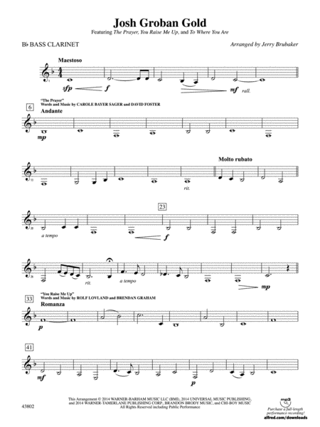 Josh Groban Gold: B-flat Bass Clarinet