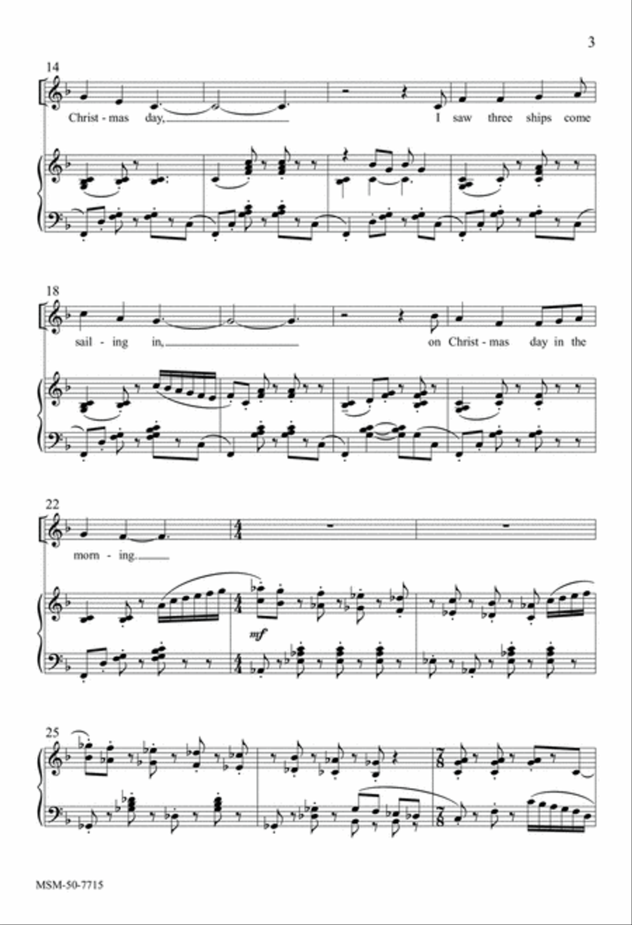 I Saw Three Ships 4-Part scores gallery preview page 3