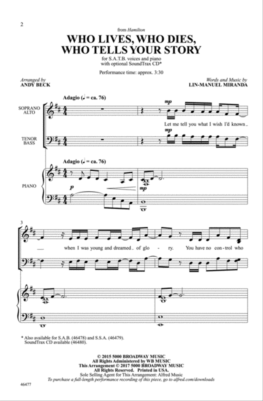 Who Lives, Who Dies, Who Tells Your Story Choir scores gallery preview page 1