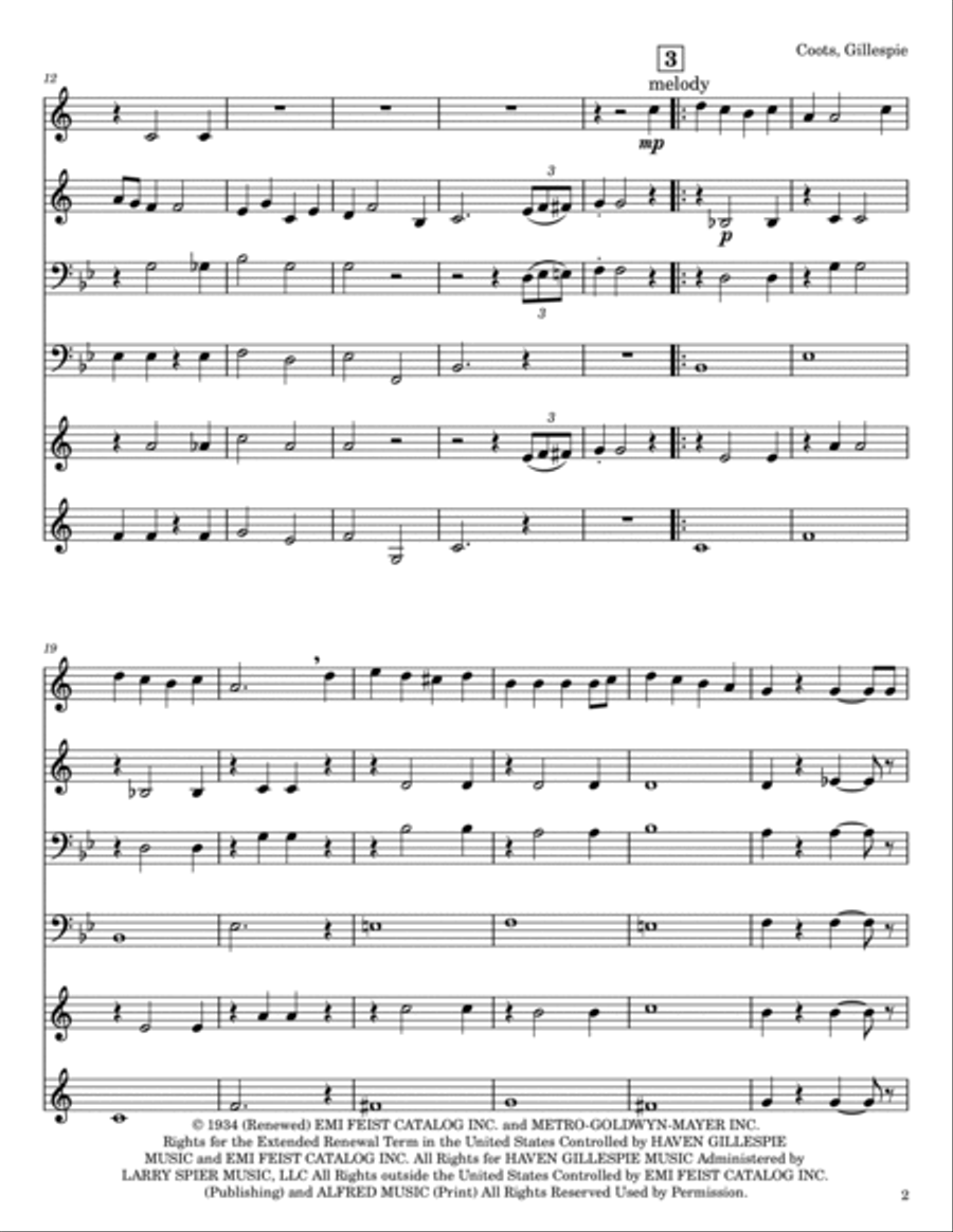 Santa Claus Is Comin' To Town Brass Ensemble scores gallery preview page 2