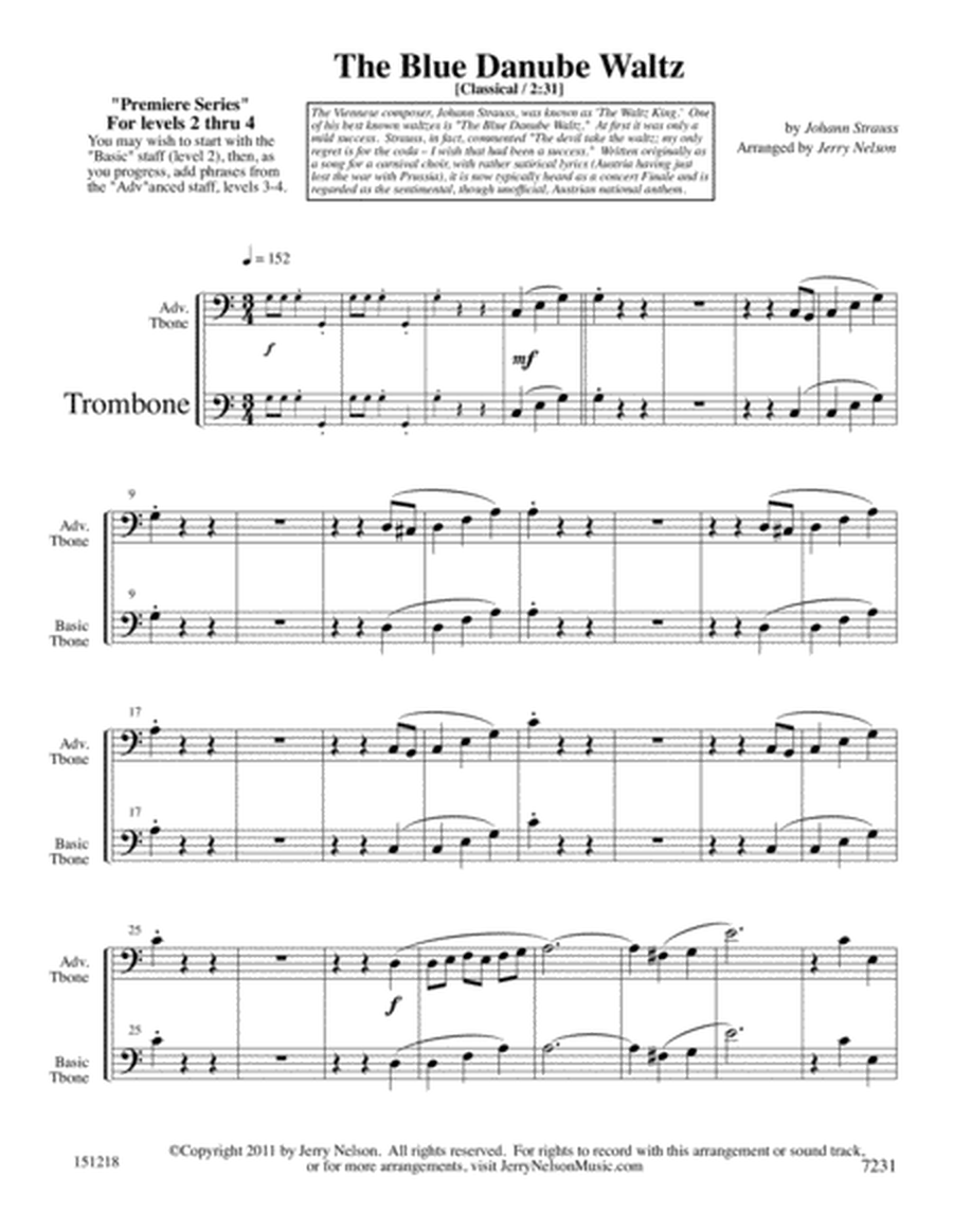 Blue Danube Waltz (Arrangements Level 2-4 for TROMBONE + Written Accomp) image number null