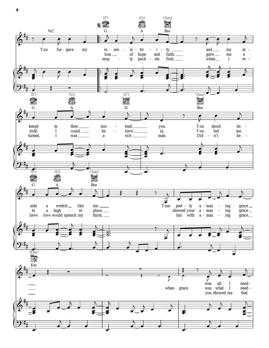 Pretty Amazing Grace Pretty Amazing Grace Piano, Vocal, Guitar scores gallery preview page 4
