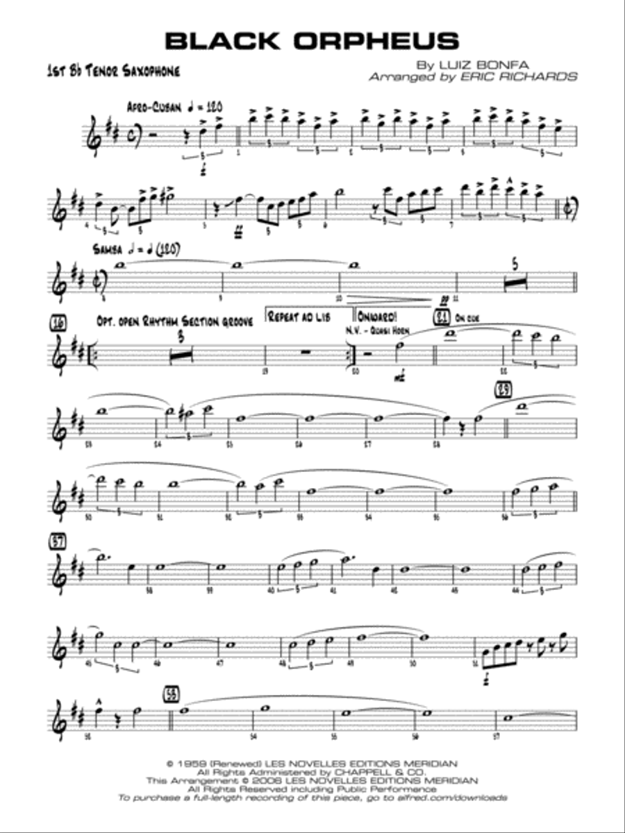 Black Orpheus: B-flat Tenor Saxophone Jazz Ensemble scores gallery preview page 2
