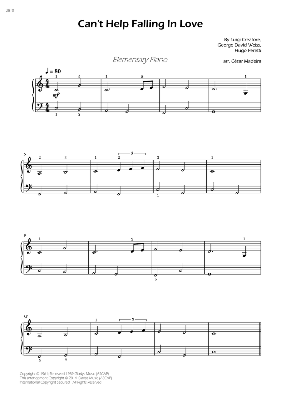 Can't Help Falling In Love Easy Piano scores gallery preview page 2
