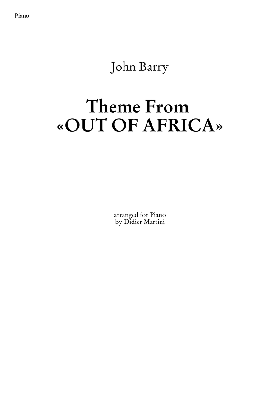 Out Of Africa End Title (you Are Karen) Piano Solo scores gallery preview page 1