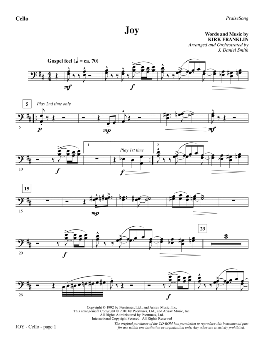 Joy - Cello Choir scores gallery preview page 1