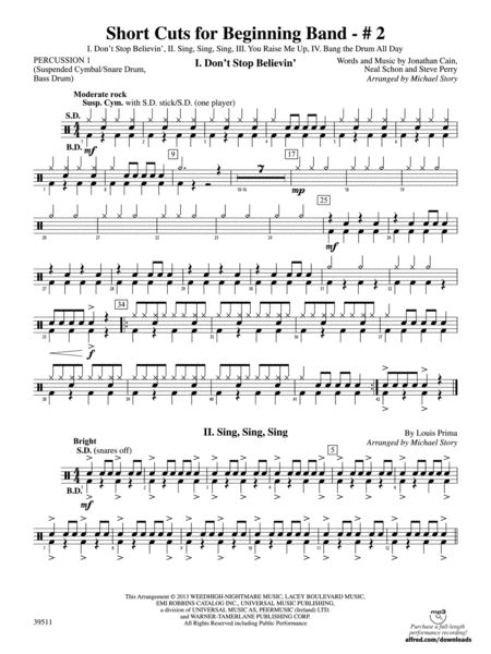 Short Cuts for Beginning Band -- #2: 1st Percussion