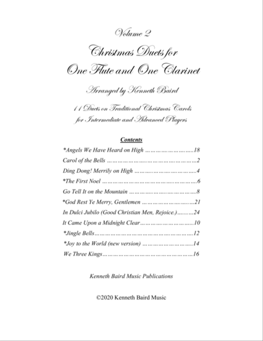 Christmas Duets - Volume 2 - for One Flute and One Clarinet Woodwind Duet scores gallery preview page 1