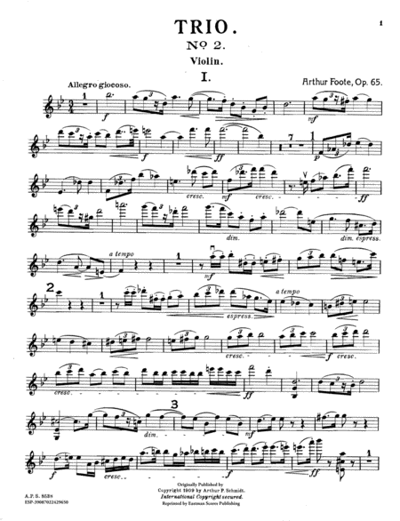 Trio In B Dur No. 2, Op. 65 : Fur Klavier, Violine und Violoncell