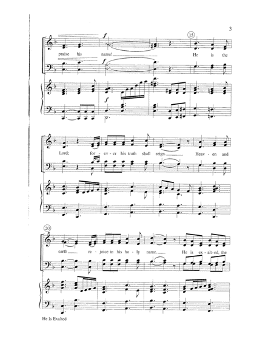 He Is Exalted 4-Part scores gallery preview page 3