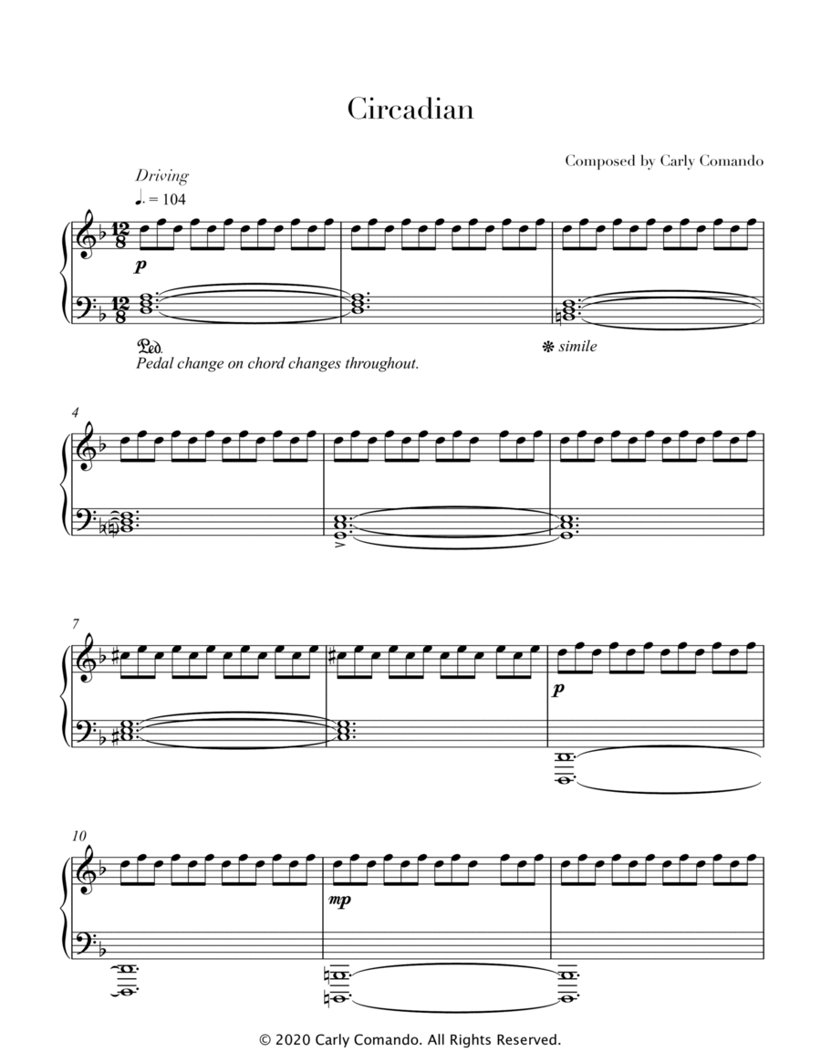 Circadian Circadian Piano Solo scores gallery preview page 1