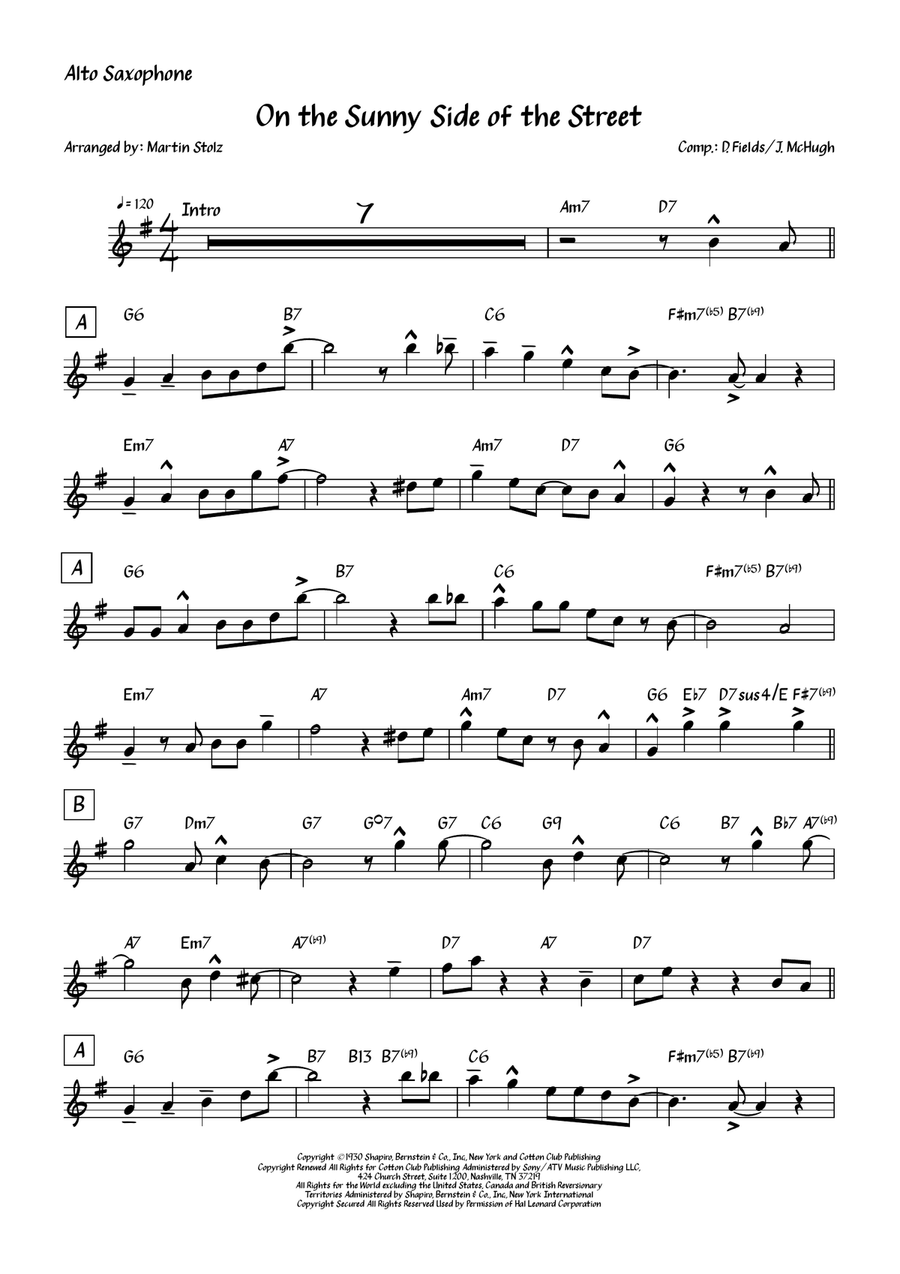 On The Sunny Side Of The Street Alto Saxophone scores gallery preview page 2