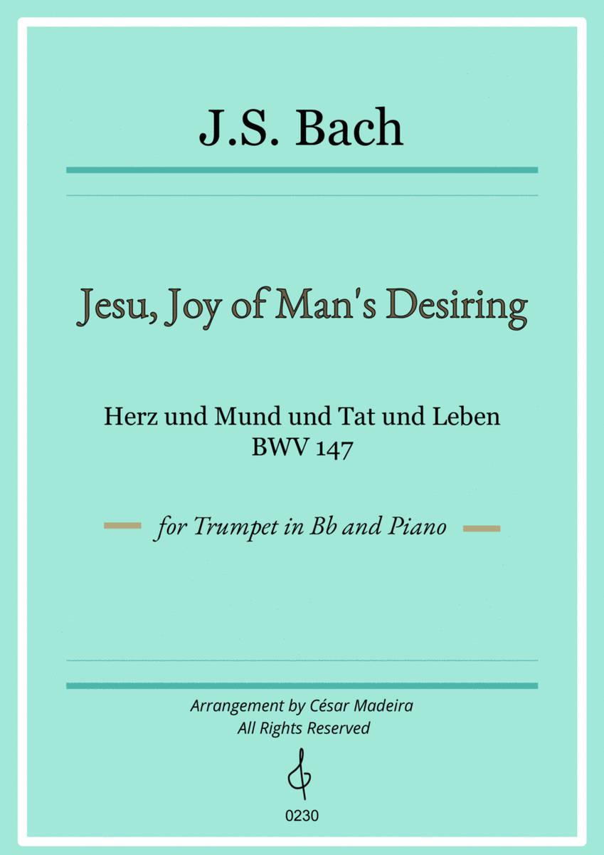 Jesu, Joy of Man's Desiring - Bb Trumpet and Piano (Full Score) image number null