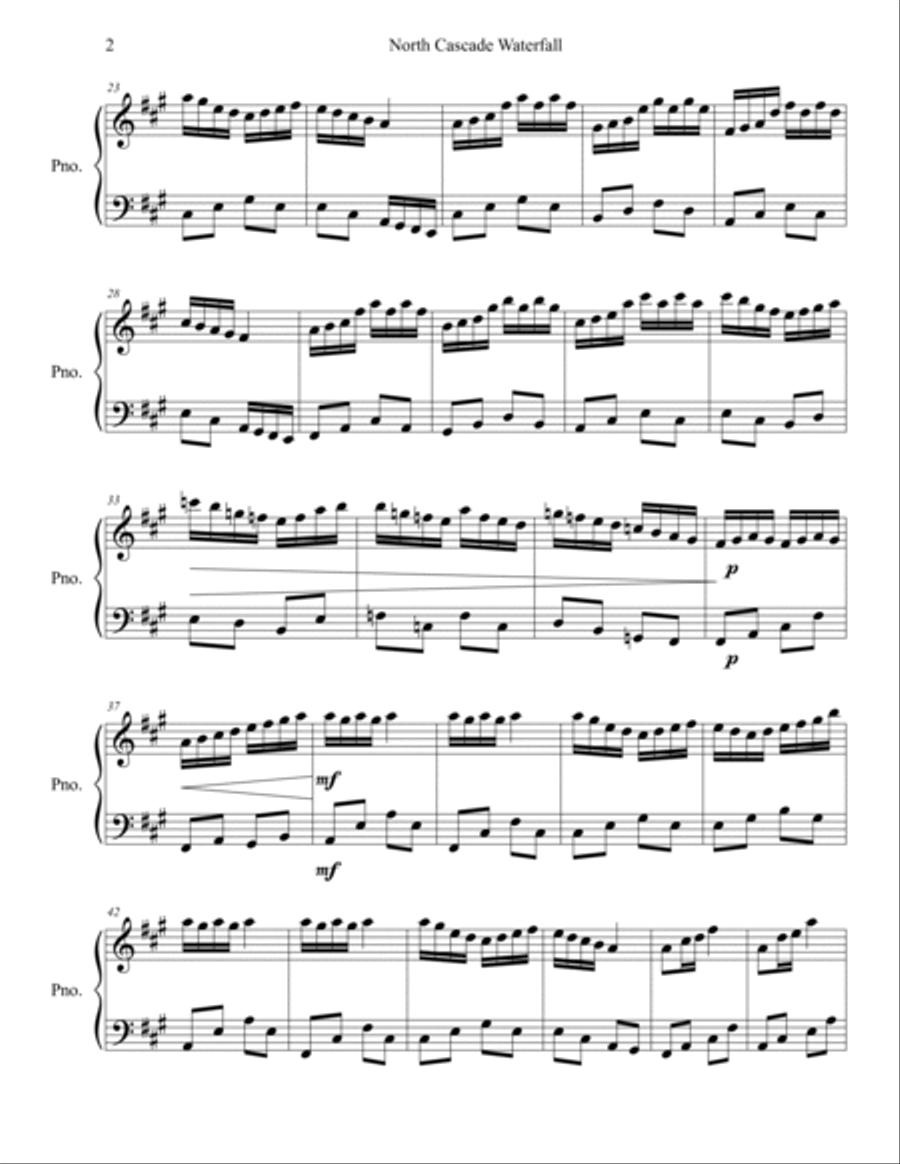 North Cascade Waterfall North Cascade Waterfall Piano Solo scores gallery preview page 2