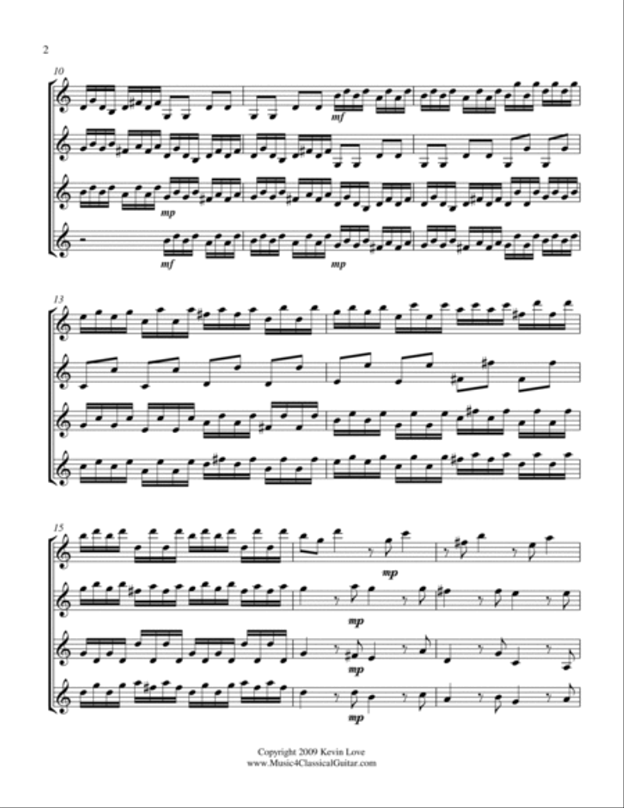 Quartet in C (Guitar Quartet) - Score and Parts Guitar Ensemble scores gallery preview page 2