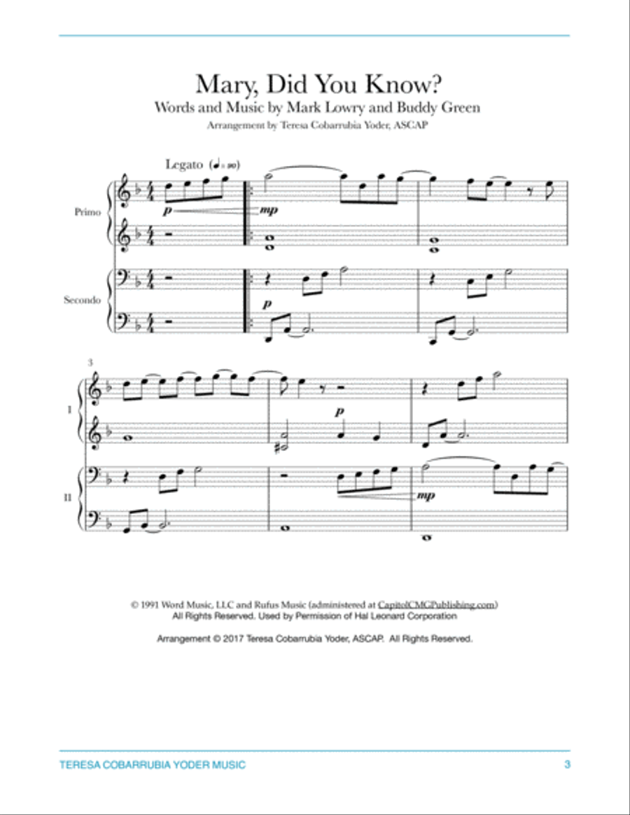Mary, Did You Know? Easy Piano scores gallery preview page 3