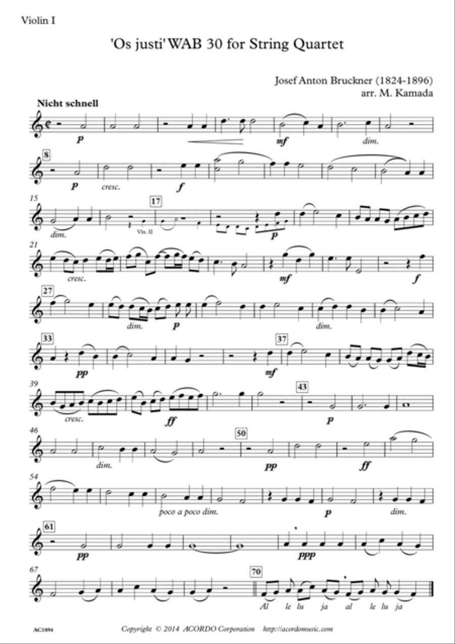'Os justi' WAB 30 for String Quartet String Quartet scores gallery preview page 3
