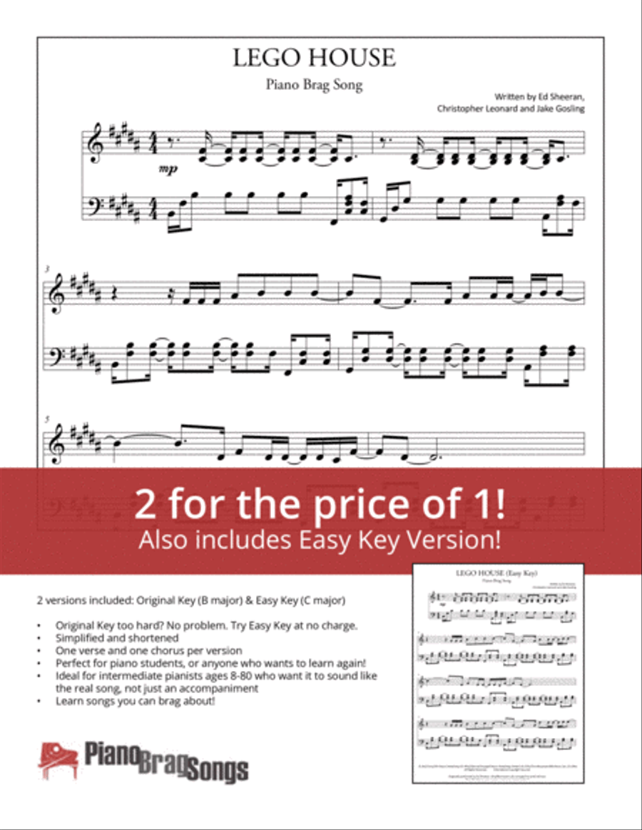 Lego House Easy Piano scores gallery preview page 1
