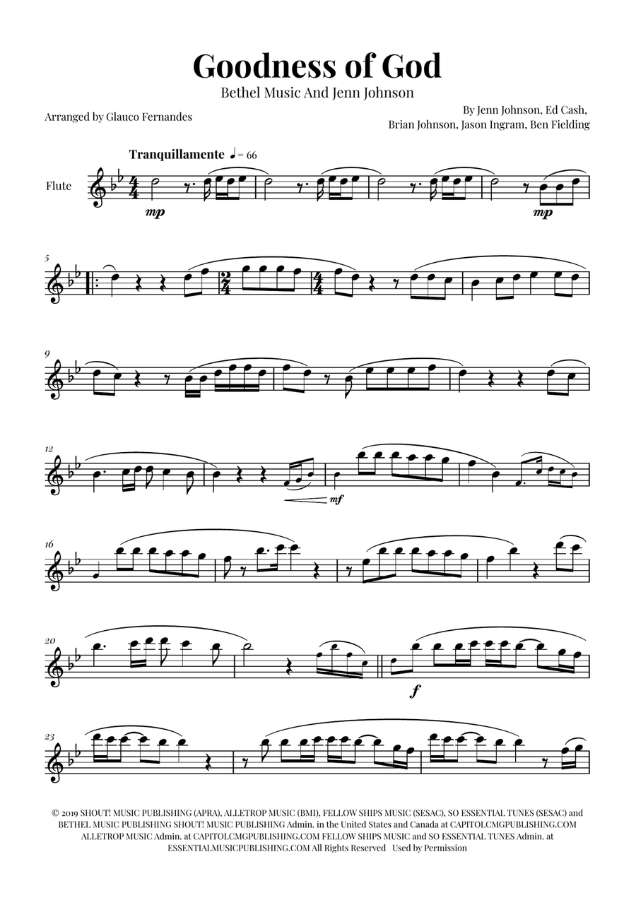 Goodness Of God Flute Solo scores gallery preview page 1