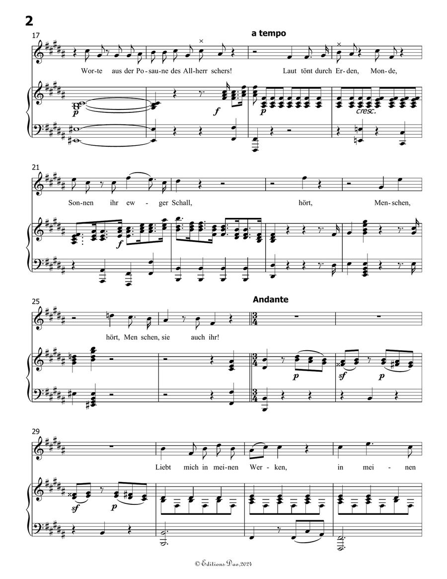 Die ihr des unermeβlichen weltalls, by Mozart, K.V.619, in B Major Piano, Vocal scores gallery preview page 4