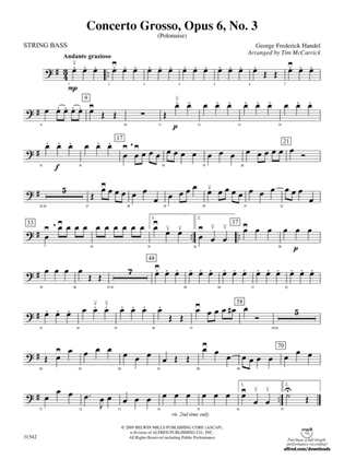 Book cover for Concerto Grosso, Opus 6, No. 3 (Polonaise): String Bass