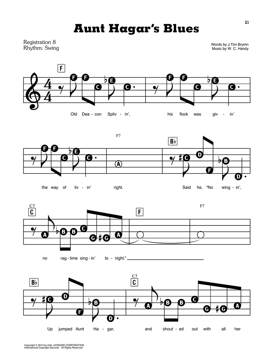 Aunt Hagar's Blues Electronic Keyboard scores gallery preview page 1