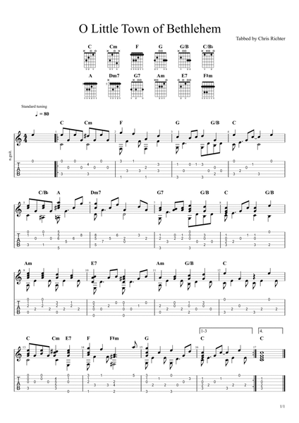 O Little Town of Bethlehem (Solo Fingerstyle Guitar Tab) image number null