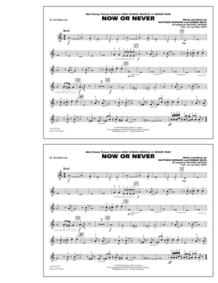 Now or Never (from "High School Musical 3") - Bb Tenor Sax