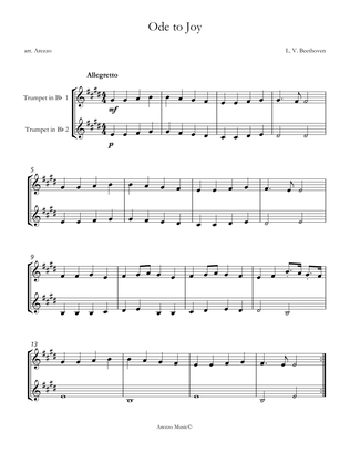 ode to joy trumpet duo for beginners sheet music