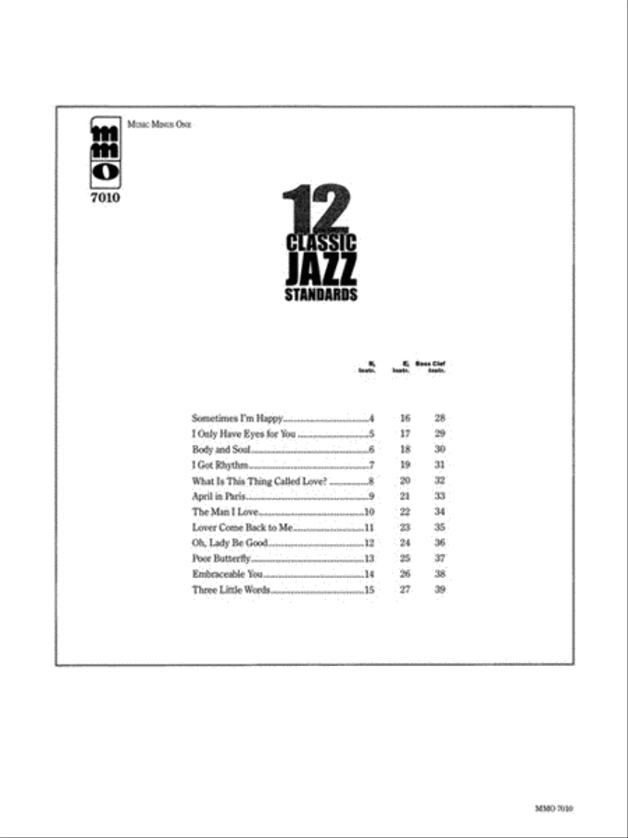 12 Classic Jazz Standards B-Flat Instrument scores gallery preview page 2
