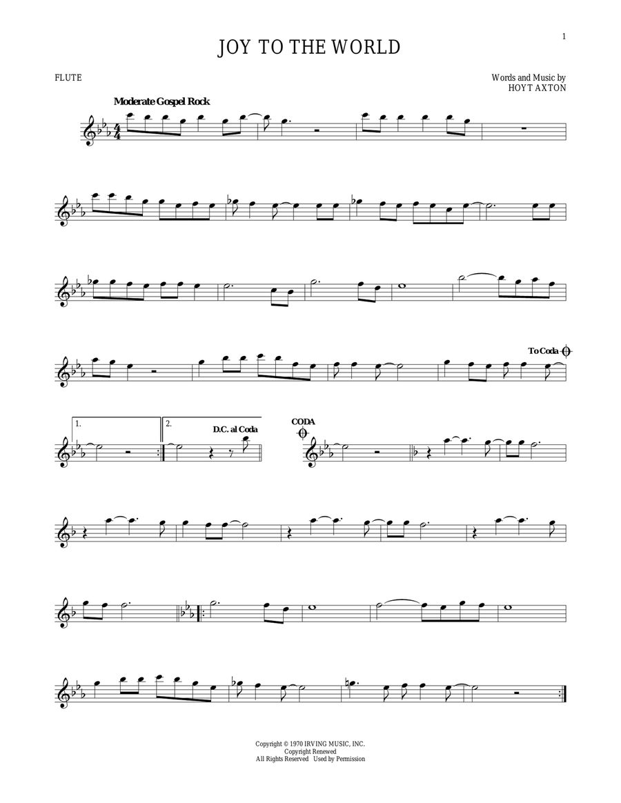 Joy To The World Flute Solo scores gallery preview page 1