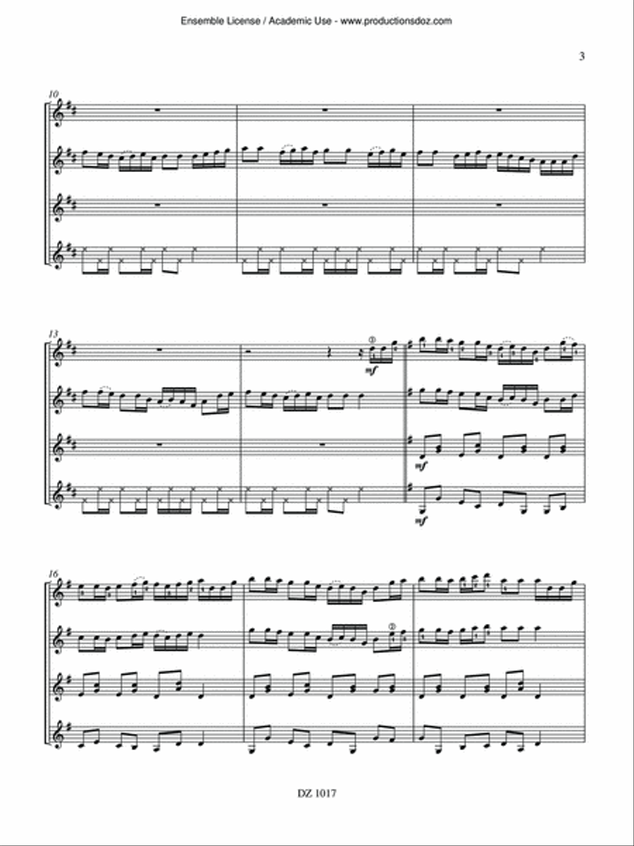Musique facile pour 4 guitares - Québec (Reel de Port- Daniel) Guitar Ensemble scores gallery preview page 3