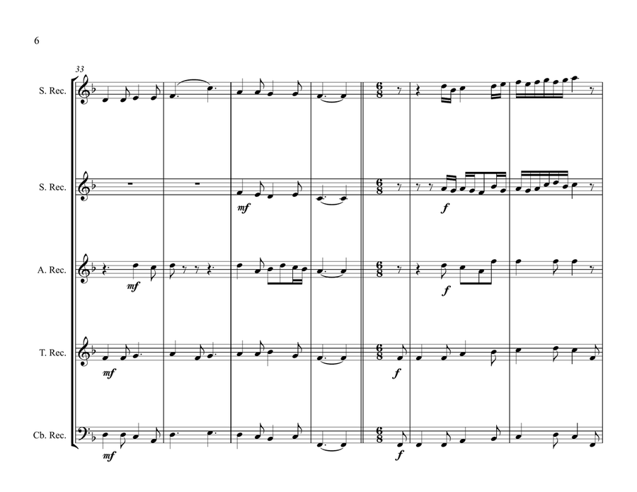 In Dulce Jubilo for Recorder Quintet Small Ensemble scores gallery preview page 6