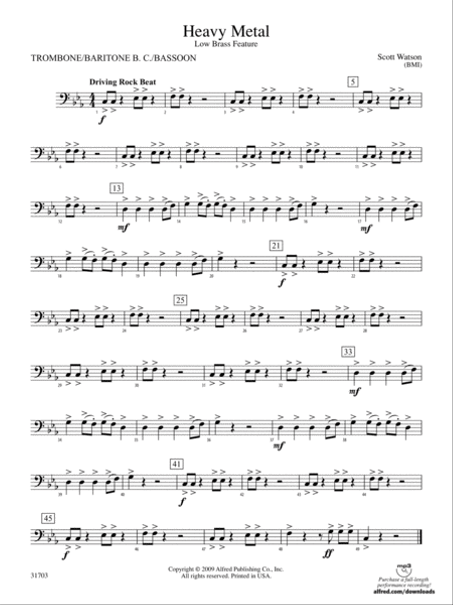 Heavy Metal: 1st Trombone Concert Band scores gallery preview page 1