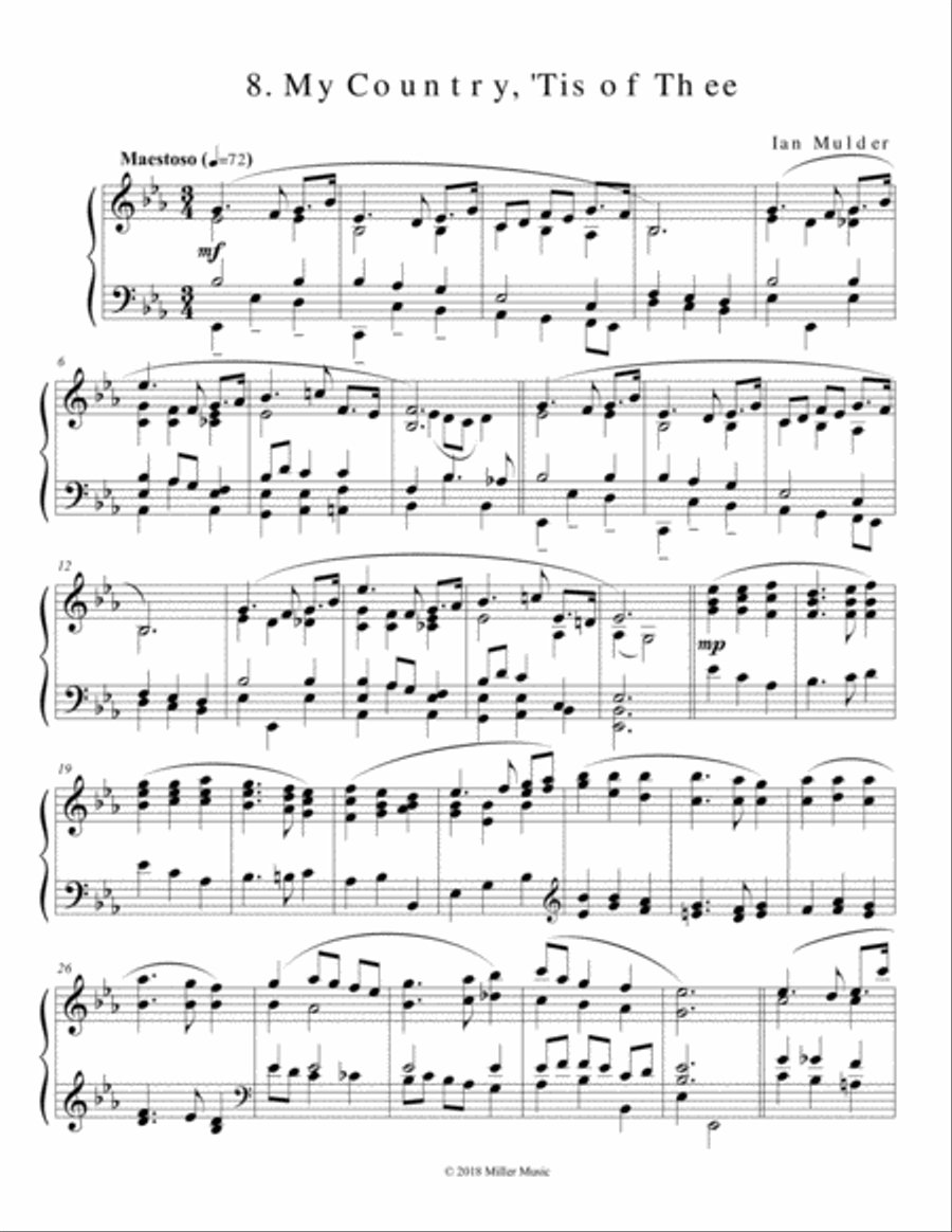 My Country, Tis Of Thee My Country, Tis Of Thee Piano Solo scores gallery preview page 1