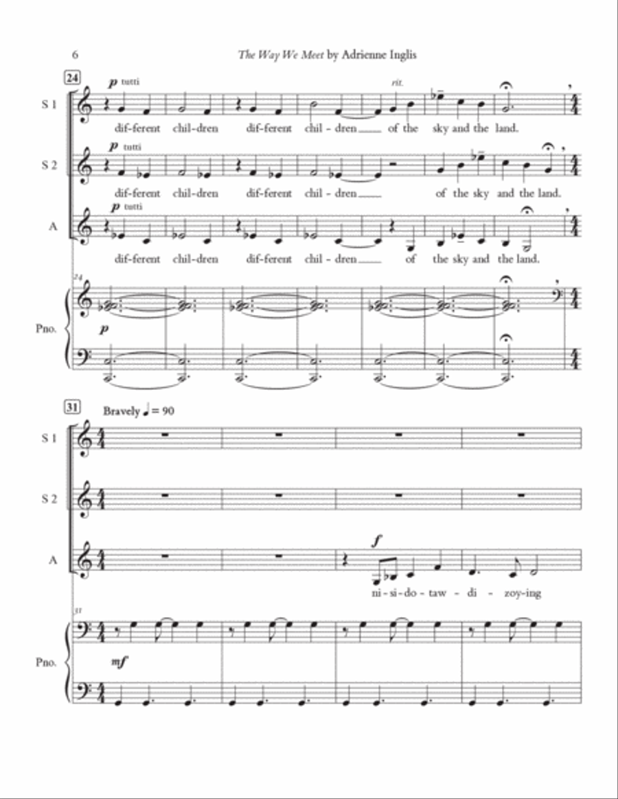 The Way We Meet for SSA+piano SSA scores gallery preview page 6