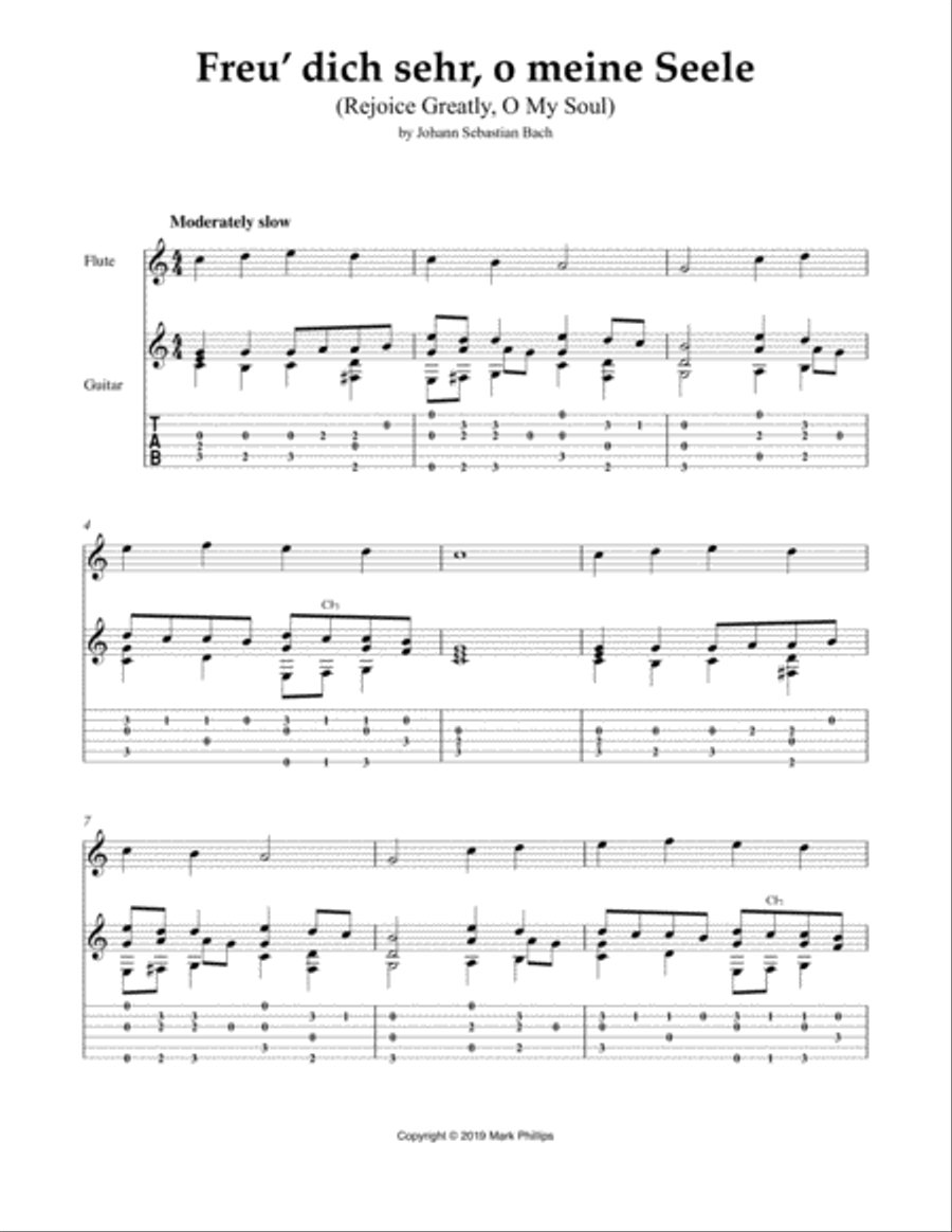 Freu’ dich sehr, o meine Seele (Rejoice Greatly, O My Soul) Flute scores gallery preview page 1