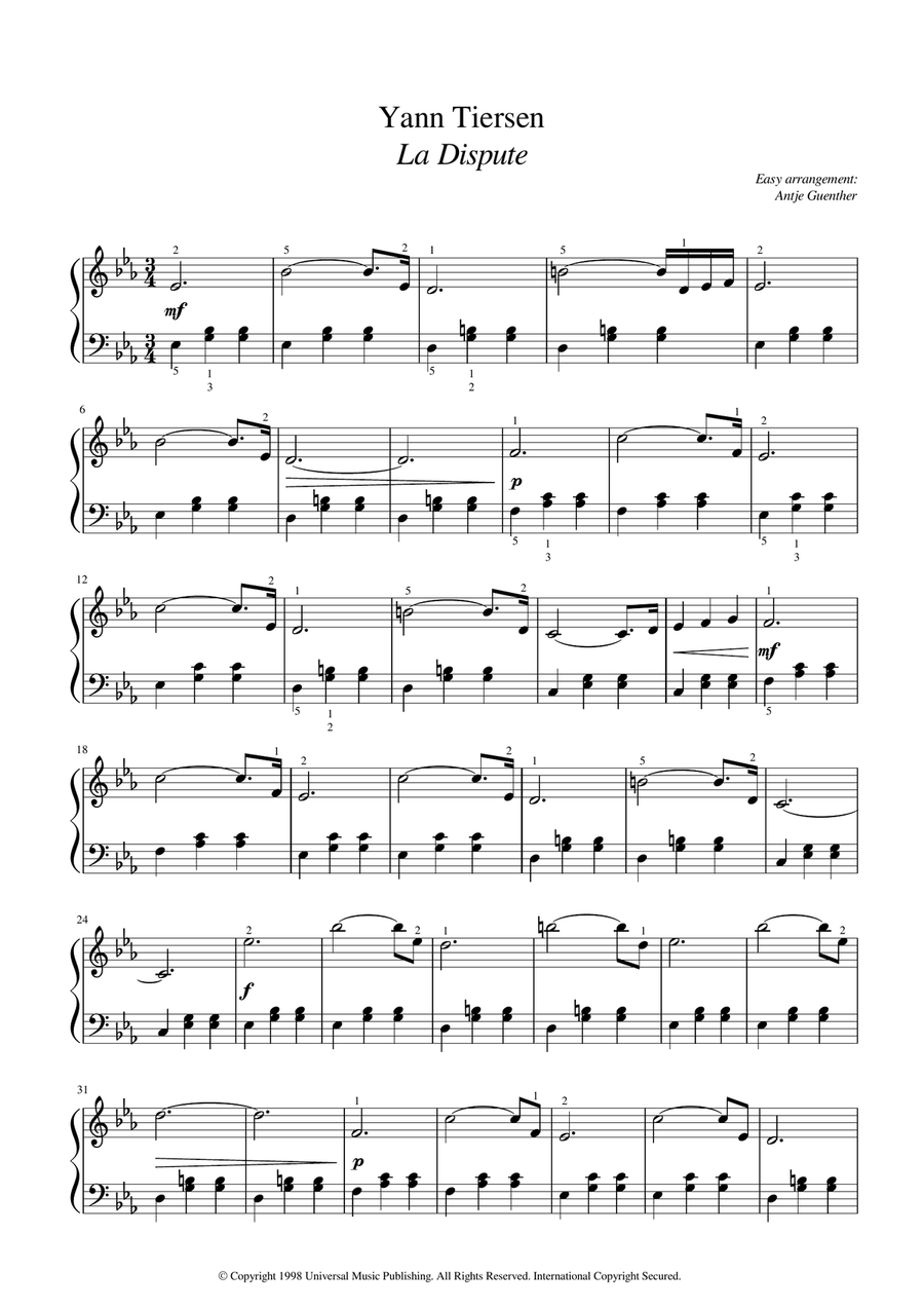 La Dispute Easy Piano scores gallery preview page 1
