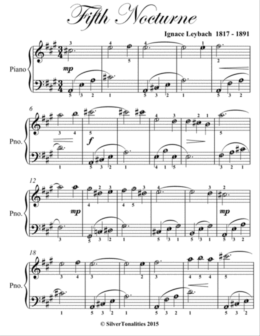 Fifth Nocturne Opus 52 Number 5 Easy Piano Sheet Music Easy Piano scores gallery preview page 2